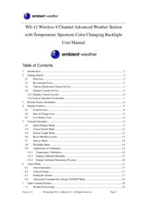 WS-11 Wireless 8 Channel Advanced Weather Station with Temperature Spectrum Color Changing Backlight User Manual Table of Contents 1