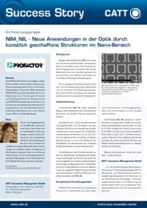 Success Story EU-Forschungsprojekt NIM_NIL - Neue Anwendungen in der Optik durch künstlich geschaffene Strukturen im Nano-Bereich Hintergrund