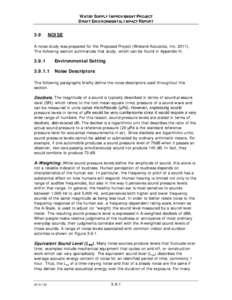 WATER SUPPLY IMPROVEMENT PROJECT DRAFT ENVIRONMENTAL IMPACT REPORT 3.9  NOISE