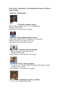 Lista de las integrantes del Movimiento Damas de Blanco Laura Pollán. Provincia Guantánamo. _ 1 Rosaida Ramírez Matos.