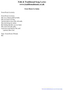 Folk & Traditional Song Lyrics - Sweet Rosie Levinsky