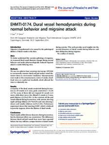 Gao and Drew The Journal of Headache and Pain 2014, 15(Suppl 1):A2 http://www.thejournalofheadacheandpain.com/content/15/S1/A2 MEETING ABSTRACT  Open Access