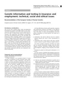 European Journal of Human Genetics, Suppl 2, S11–S12 & 2003 Nature Publishing Group All rights reserved $25.00 www.nature.com/ejhg POLICY