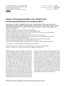 Nat. Hazards Earth Syst. Sci., 16, 801–819, 2016 www.nat-hazards-earth-syst-sci.netdoi:nhess © Author(sCC Attribution 3.0 License.  Impacts of European drought events: insight