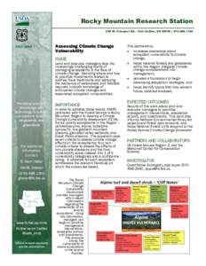 Terminology / Conservation in the United States / Rocky Mountain Research Station / USDA Forest Service / United States Forest Service / Vulnerability / Wetland / Ecosystem / Ecology / Risk / Biology / Knowledge