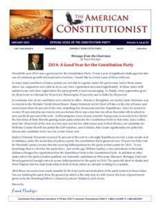 JANUARY 2015 VISIT OUR WEBSITE OFFICIAL VOICE OF THE CONSTITUTION PARTY SUBSCRIBE