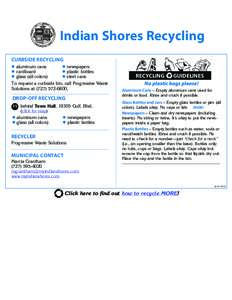 Indian Shores Recycling CURBSIDE RECYCLING l aluminum cans l newspapers l cardboard l plastic bottles