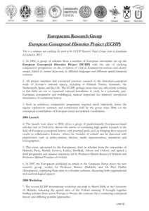 Europaeum Research Group  European Conceptual Histories Project (ECHP) This is a summary note outlining the work of the ECHP Research Project Group, from its foundation in Oxford to[removed]In 2006, a group of scholars 