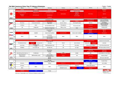 7 p.m[removed]p.m.  Fall 2004 Vancouver Prime Time TV Advance Schedules 7  Monday