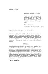 Sentencia TReferencia: expediente TAcción de tutela instaurada por Mónica del Pilar Roa López y otras 1279 mujeres en contra del