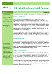 Introduction to Judicial Review April 2016 In this Factsheet:  What is the Process of Judicial Review?