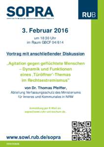 3. Februar 2016 um 18:30 Uhr im Raum GBCFVortrag mit anschließender Diskussion „Agitation gegen geflüchtete Menschen