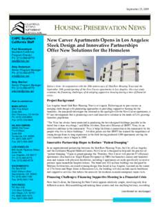 September 23, 2009  HOUSING PRESERVATION NEWS CHPC Southern California Staff Paul Beesemyer