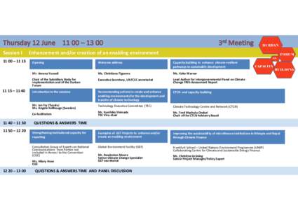 Session I     Enhancement and/or creation of an enabling environment 11 00 – 11 15 11 15 – 11 40  11 40 – 11 50 