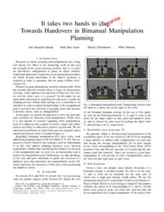 sp gra It takes two hands to clap : Towards Handovers in Bimanual Manipulation