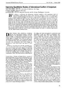 American Political Science Review  Vo1. 94, No. 1 March 2000 Improving Quantitative Studies of International Conflict: A Conjecture NATHANIEL BECK University of California, San Diego