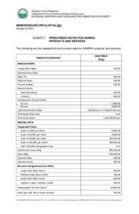 Republic of the Philippines Department of Environment and Natural Resources NATIONAL MAPPING AND RESOURCE INFORMATION AUTHORITY  MEMORANDUM CIRCULAR No.001