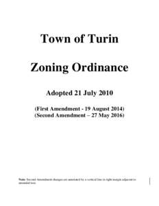 Town of Turin Zoning Ordinance Adopted 21 JulyFirst Amendment - 19 AugustSecond Amendment – 27 May 2016)