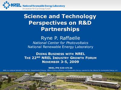 Science and Technology Perspectives on R&D Partnerships (Presentation)