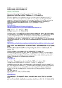 BICC Newsletter[removed]October[removed]BICC Newsletter[removed]Oktober[removed]EVENTS / AKTIVITÄTEN International Workshop, Bishkek, Kyrgyzstan (17–20 October[removed]Internationaler Workshop, Bischkek, Kirgisistan (17