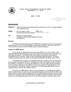 National Remedy Review Board Recommendations for the Li Tungsten/Captain’s Cove Site