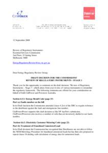 12 September[removed]Review of Regulatory Instruments Essential Services Commission 2nd Floor, 35 Spring Street Melbourne 3000