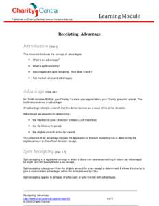 Published on Charity Central (www.charitycentral.ca)  Learning Module Receipting: Advantage