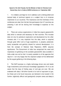 Draft Speech of Sri Jitin Prasada, Hon’ble Minister of State for Petroleum and Natural Gas, Govt