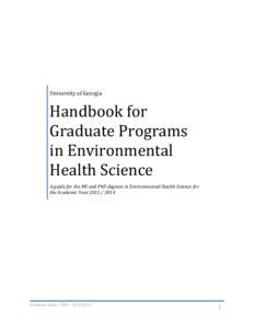 University of Georgia  Handbook for Graduate Programs in Environmental Health Science