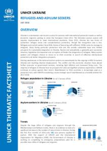 UNHCR UKRAINE REFUGEES AND ASYLUM SEEKERS JULY 2016 OVERVIEW