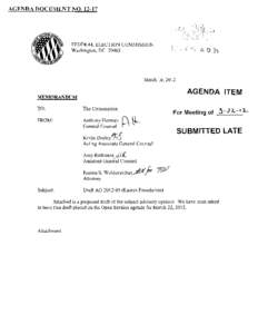AGENDA DOCUMENT NO[removed]FEDERAL ELECTION COMMISSION Washington, DC 20463