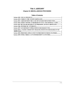 Title 4: JUDICIARY Chapter 23: MISCELLANEOUS PROVISIONS Table of Contents Section[removed]LEGAL HOLIDAYS................................................................................................ 3 Section[removed]CRIER