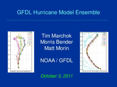 GFDL Hurricane Model Ensemble  Tim Marchok Morris Bender Matt Morin NOAA / GFDL