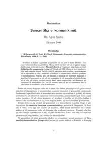 Recension  Semantika e komunikimit Mr. Agim Spahiu 23 mars 2000