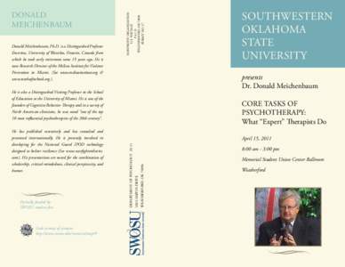 Donald Meichenbaum, Ph.D. is a Distinguished Professor Emeritus, University of Waterloo, Ontario, Canada from which he took early retirement some 15 years ago. He is now Research Director of the Melissa Institute for Vio