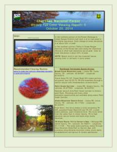 Cherokee National Forest Weekly Fall Color Viewing Report: 5 October 20, 2014 Color:  2013 file photos: