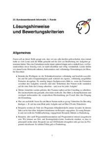 23. Bundeswettbewerb Informatik, 1. Runde  ¨ Losungshinweise und Bewertungskriterien