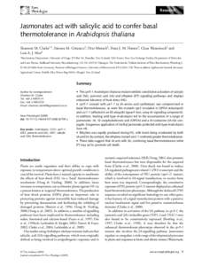 Jasmonates act with salicylic acid to confer basal thermotolerance in Arabidopsis thaliana