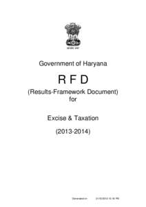 Government of Haryana  RFD (Results-Framework Document) for Excise & Taxation