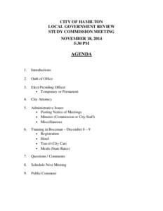 CITY OF HAMILTON LOCAL GOVERNMENT REVIEW STUDY COMMISSION MEETING NOVEMBER 18, 2014 5:30 PM