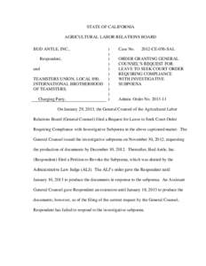 Economy of the United States / California Agricultural Labor Relations Act / Law / United States / Subpoena duces tecum / United States v. Hubbell / Legal documents / Subpoena / Teamsters