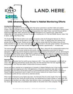    	
   UAS Advances Idaho Power’s Habitat Monitoring Efforts Introduction & Background