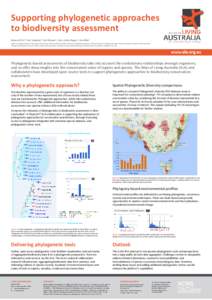 Supporting phylogenetic approaches to biodiversity assessment Rebecca Pirzl1, Temi Varghese1, Dan Rosauer2, Garry Jolley-Rogers3, Joe Miller4 1Atlas  of Living Australia, CSIRO, Clunies Ross Street, Canberra ACT, Austral