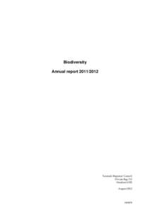 Biodiversity Annual report[removed]Taranaki Regional Council Private Bag 713 Stratford 4352