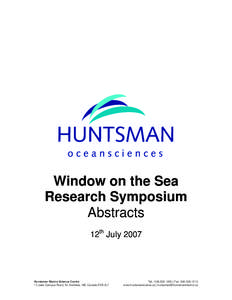 Window on the Sea Research Symposium Abstracts 12th July[removed]Huntsman Marine Science Centre