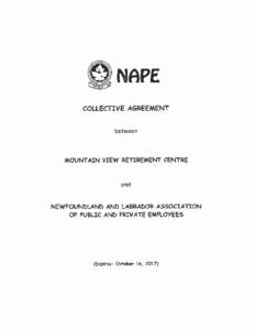 NAPE COLLECTIVE AGREEMENT between  MOUNTAIN VIEW RETIREMENT CENTRE