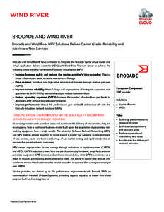 TITANIUM  CLOUD BROCADE AND WIND RIVER Brocade and Wind River NFV Solutions Deliver Carrier Grade Reliability and