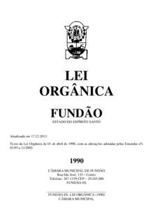 LEI ORGÂNICA FUNDÃO ESTADO DO ESPÍRITO SANTO  Atualizada em[removed].