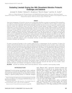 Rangeland Ecol Manage 61:647–655 | November[removed]Evaluating Livestock Grazing Use With Streambank Alteration Protocols: Challenges and Solutions Jeremiah D. Heitke,1 Richard C. Henderson,2 Brett B. Roper,3 and Eric K.