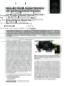 NANO LETTERS Nanoscale, Phonon-Coupled Calorimetry with Sub-Attojoule/Kelvin Resolution